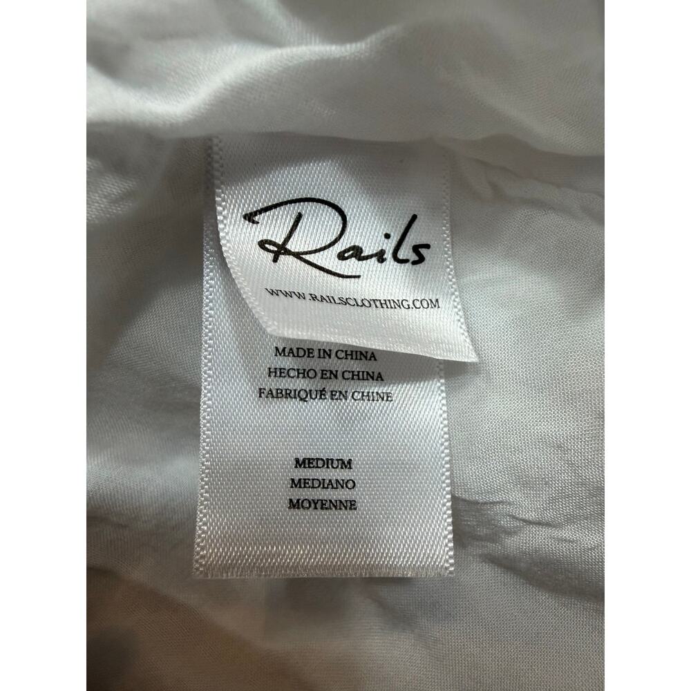 RAILS ASHLYN White MIDI Dress Linen Lace Detail Smocked elastic Waist Sz M A599 - Picture 4 of 6